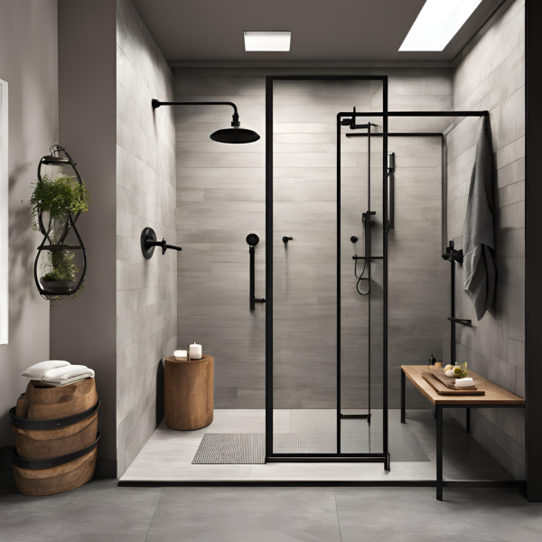 douche à l'italienne d'inspiration industrielle à proximité de Mandelieu-la-Napoule